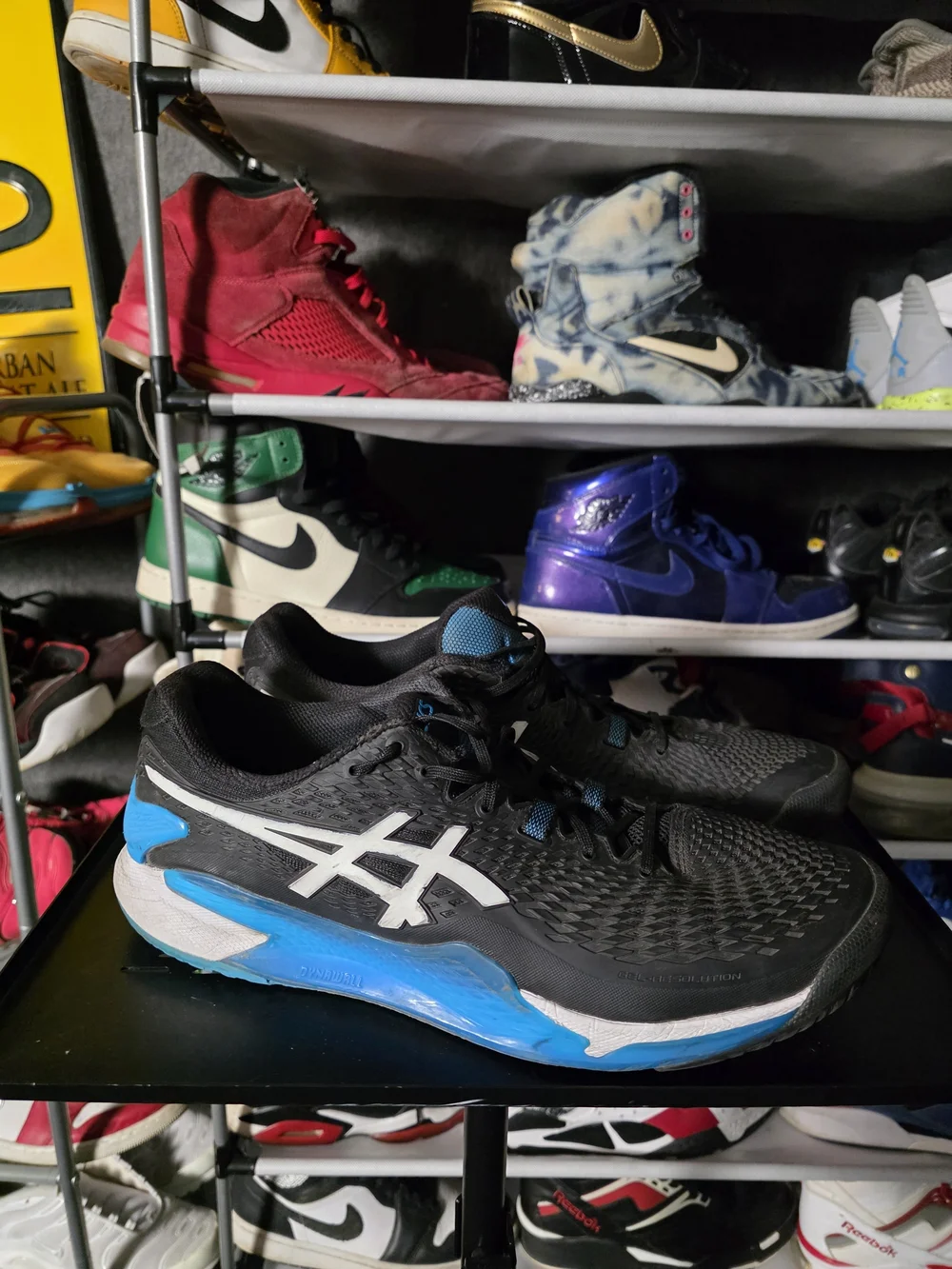 🔥 ASICS Gel Resolution 9 Men Size 13 Black & Blue Running Shoes